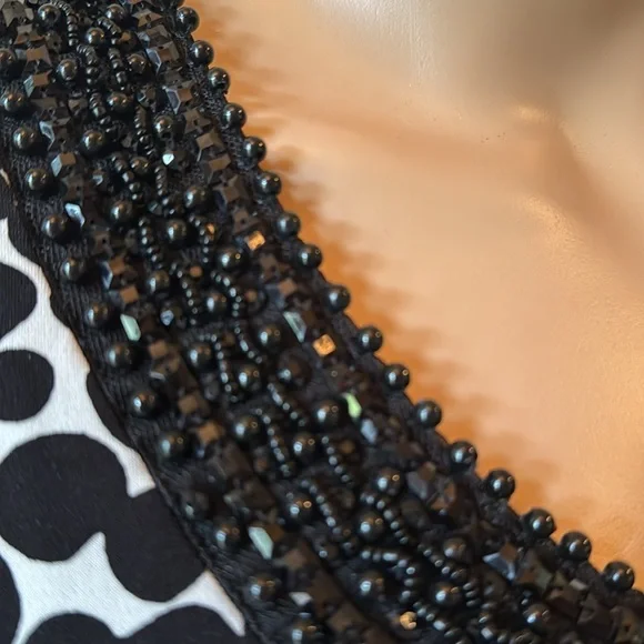 Embellished White dress black polka Dots XL Tiana B Scoop Neck Shift Preowned - Picture 7 of 10